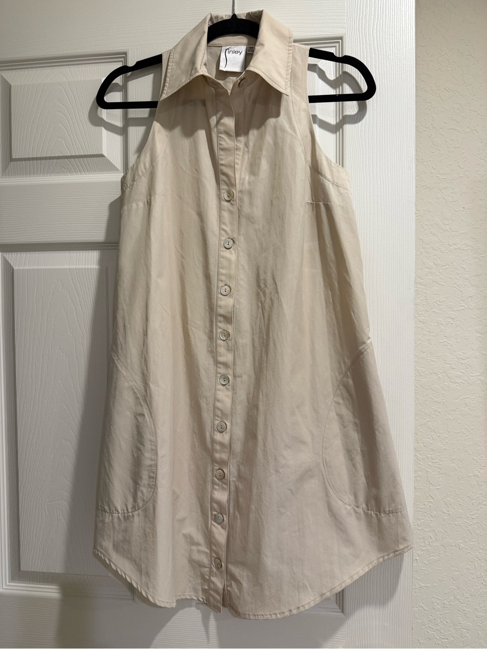 Finley Cream Sleeveless Button front and back  Tunic swing dress